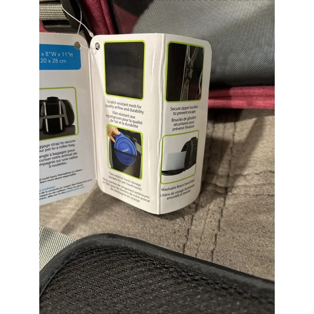 Bergan Small (up To 10 Lbs) Pet Connect Carrier Berry, In Flight Use, Fleece Pad